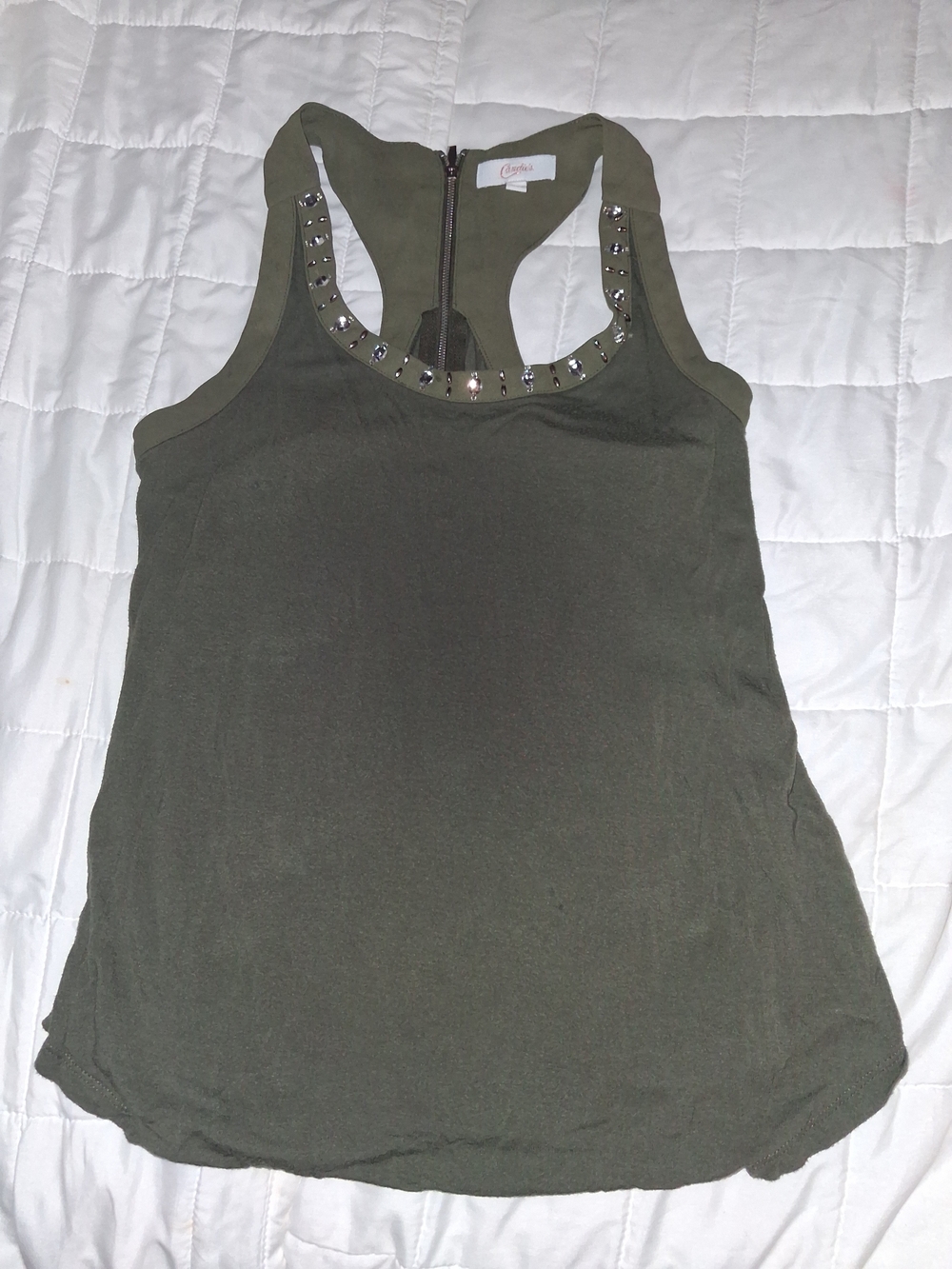 Candie's Olive Studded Racerback Tank